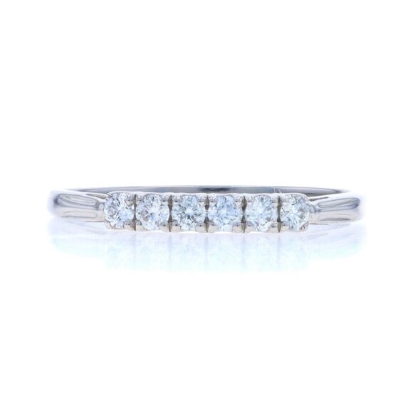 Platinum Diamond Wedding Band - Round Brilliant 0.24ctw Six-Stone Ring